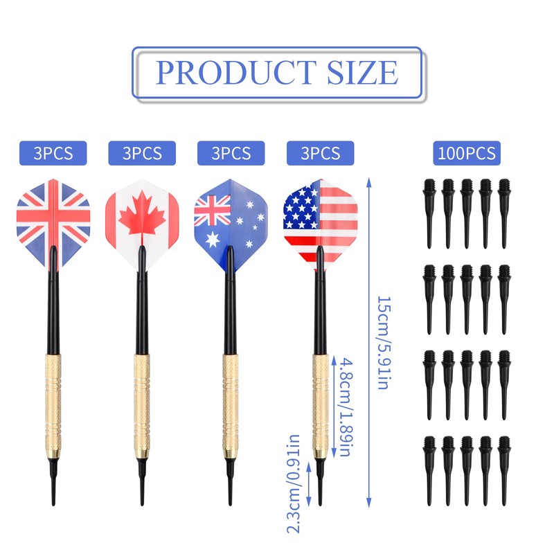 Xzeemo Darts with Plastic Tip, Pack of 12 Darts for