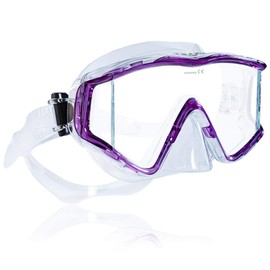 Tilos Single Lens Panoramic SG Large Wide View Mask for Scuba Diving, Snorkeling & Freediving (Purple)