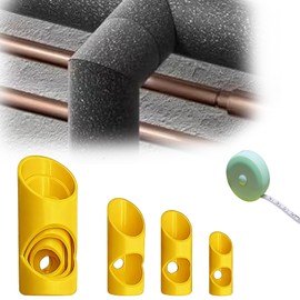 6-Piece Foam Pipe Cutting Kit with 15-53mm Insulation Cutting Guides for Home, Industrial & Commercial Plumbing – Includes Free 59" Tape Measure (YELLOW)
