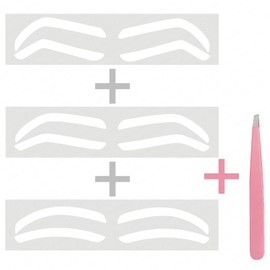 2 Bags Airbrush Eyebrow Design Stickers Stencils, Disposable Semi-permanent Auxiliary Stickers,Airbrush Brow Shaping Mapping Guide Tape Air Brush Templates for Tinting Makeup (D-2bags- 1- tweezer)