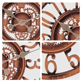 WrtmyR Reloj de pared para exteriores, impermeable, silencioso, sin tictac, funciona con pilas, reloj de decoración para patio, piscina, jardín, valla, porche, Lanai, decoración de granja (cobre rojo)
