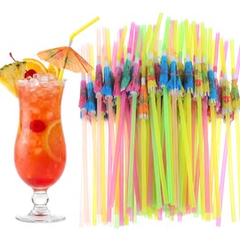 400pcs Colorful Drink Umbrellas with Bendy Straws - 9.5 Inch