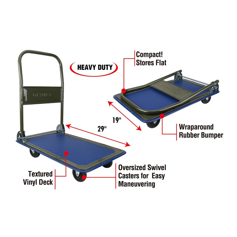 Olympia Tools 85-180 Folding & Rolling Flatbed Cart for Loading,