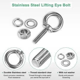 M METERXITY 4-Sets Stainless Eyebolt M8x30mm Shoulder Lifting Eye Bolt with Nuts Washers Male Screw Thread Ring Shoulder Eye Bolts Length 1.18 Inch for Suspending/Fastening