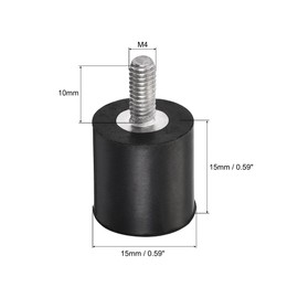 sourcing map M4 Rubber Mounts, 6pcs Male Thread Vibration Isolator Shock Absorber, for Garage Motor Air Compressor Car Boat Bobbins, D15mmxH15mm