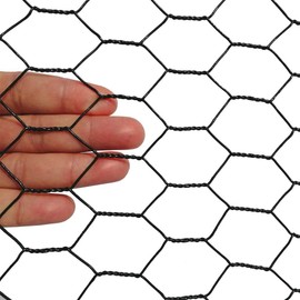 PVC Hexagonal Poultry Netting Chicken Wire 36" x50' x 1" Mesh 20GA Black
