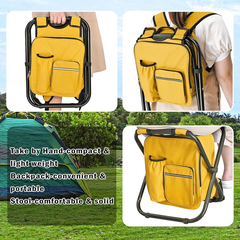 Kikerike Backpack Stool Cooler Chair Heavy Duty 300 LBS Max