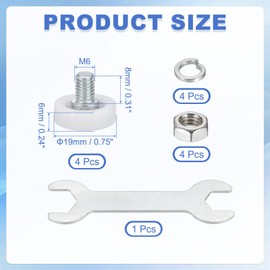 sourcing map 19 mm Drawer Rollers Wheel Cabinet Positioning Sliding with Screw Washer Wrench for File Document Cabinets DIY Replacement Parts White, 4 Pcs