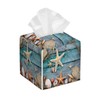 Starfish Seashell Summer Square Tissue Boxes, Tissue Box Holder 5.2"x5.2"x5.2"