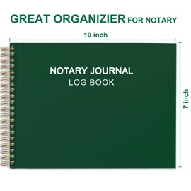 Notary Journal Log Book, 10"x7", Spiral Bound Notary Journal, Flexible Cover, Notary Supplies, 100gsm Thick Paper, Green