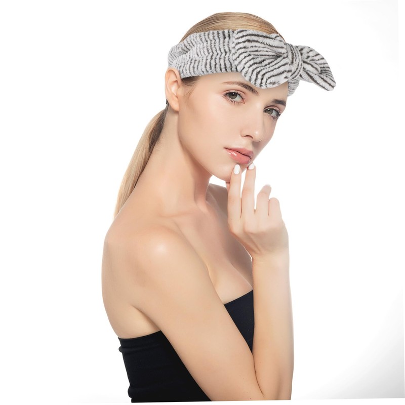 BIUDECO Chic Striped Bowknot Headband Elastic Hair Band Makeup Headband