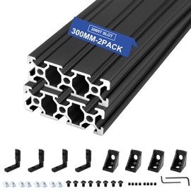 2Pack 2060 T Slot Aluminum Extrusion 300mm Black Extruded Aluminum Profile 20x60 T-Slotted Framing European Standard Anodized Linear Rail for 3D Printer Accessories Parts