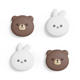 Joystick Cap Cover for PlayVital ps portal, Steam Deck OLED Compatible Grip Joystick Cap, Thumb Grip Cap for Steam Deck LCD [Cute Bear & Smiley Bunny]