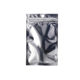 Trial Set Included: 100 Pieces Aluminum Silver Zip Bags with Holes, Chucks, One Side, Transparent, For Storage, Odor Resistant, Antioxidation, Various Sizes Available: 3.5 x 6.3 inches (9 x 16 cm)