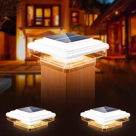 kefflum Solar Post Light Outdoor, 8 LED Solar Fence Post Lamp IP65 Waterproof (White, Pack of 2)