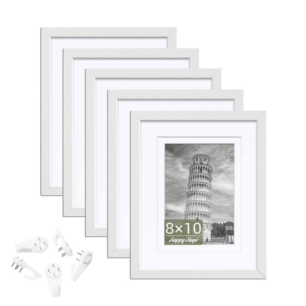HappyHapi 8x10 Picture Frame Set of 5, 8x10 White Picture