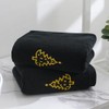 sense gnosis Black Hand Towel Set of 2 Embroidered 100%