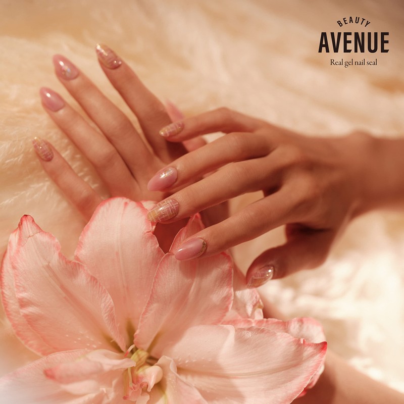 BEAUTYAVENUE Gel Nail Stickers for Hands, 24 pcs (Peach Tea