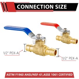 (Pack of 10) EFIELD Cold Expansion Pex-A 1/2 Inch X 1/2 Inch Brass Ball Valve For Hot and Cold Water, Potable Water, ASTM F1960,cUPC Certified (10) | EFIELD