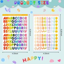 30 Sheets Colorful Alphabet Number Stickers Self Adhesive Letter Stickers DIY Number Letter Stickers Decorative Craft Scrapbook Stickers for Arts Cards Box Crafts Home Decors Supplies