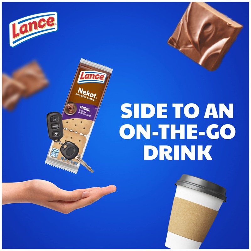 Lance Sandwich Cookies, Nekot Fudge, 10 Individually Wrapped Packs, 6