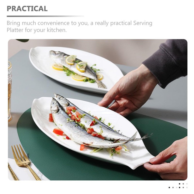 Cabilock Fish Shaped Plate, 31cm Ceramic Fish Dish Dinner Serving