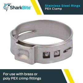 SharkBite 1 Inch Clamp Ring, Stainless Steel Plumbing Fitting, PEX Pipe, PE-RT, UC956A