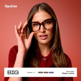 OPULIZE BIG Blue Light Blocking Glasses - Bold Oversized Round Fashion Frame - Anti-Glare Anti-Reflective Computer Gaming - 2 Pack - UV & Eyestrain Protection - Black Brown - Mens Womens