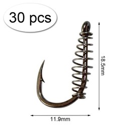 woojfcang 30 Pcs Twist Lock Fishing Hooks Carbon Steel Spring Fishing Hooks Barbed Swivel Fishing Hooks for Saltwater, Freshwater Eyed Sea Fish Hooks Carp Fishing Tackle Carp Circle Hooks,Accessories