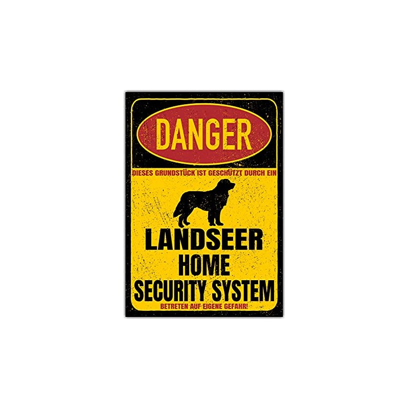 Landseer Sign Danger Security System Door Sign Dog Sign Warning