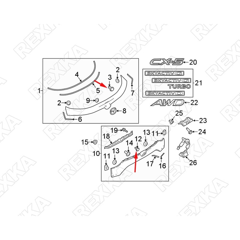 Rexka 25pcs Wheel Opening Molding Retainer Clip KB8A-51-W24A Compatible with