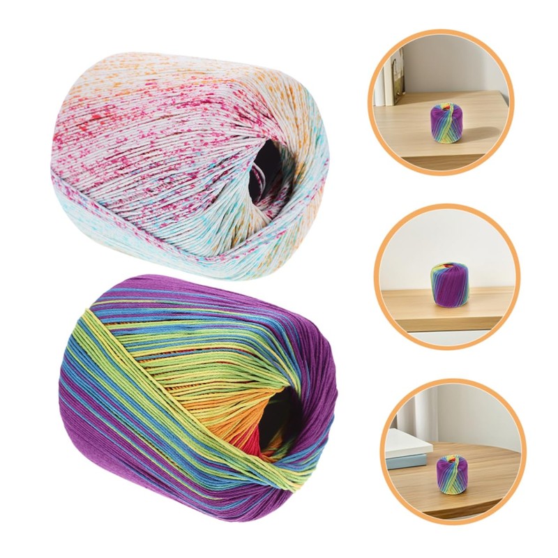 COHEALI 2pcs Handmade Woven Cotton Thread Multi-Function Crocheting Yarn DIY