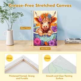 Lxmsja Paint by Numbers Kit for Adults Beginner Children with Frame, Cow Adult Kids' Paint by Numbers Kits on Canvas, Color by Numbers for Adults, Gifts for Women Home Decor, 8x12in