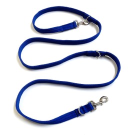 Double Ended Dog Training Lead Police Style Adjustable Leash 11ft (3.3 Metres) Multi-Functional In Air Webbing (Royal Blue, 25mm Air Webbing)