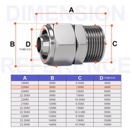 Bwintech Pack of 5 4 mm Hose AD x 1/4 Inch BSP Male Thread, Straight, with Lock Nut, Pneumatic Fitting, KPC4-02 Adapter for Quick Air Lines