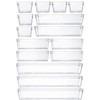 Grace Store 15 PCS Clear Plastic Drawer Organizer Tray for