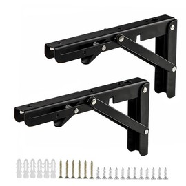 Folding Shelf Brackets 12Inch, 2pcs Folding Table Brackets Drop Leaf Supports,Wall Mounted Shelf Brackets Support,Foldable & Space-Saving, Load Capacity: 60kg / 132lbs