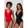 QINSEN One Piece Bathing Suit for Women Tummy Control V