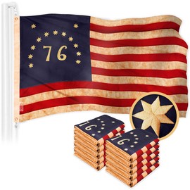 G128 10 Pack: Bennington 76 Tea-Stained Flag | 1x1.5 Ft | ToughWeave Pro Series Embroidered 420D Polyester | Historical Flag, Embroidered Design, Indoor/Outdoor, Brass Grommets