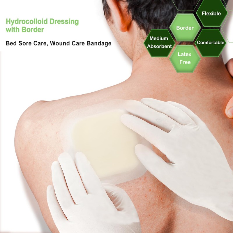 NeuHeils Hydrocolloid Adhesive Bandages, Hydrocolloid Wound Dressing with Border 4''x4''