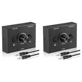 2 Set 3.5mm Audio Switcher, 2 Input 1 Output/1 Input 2 Output Audio Splitter Switcher, Switcher Box,One-Key Mute Button