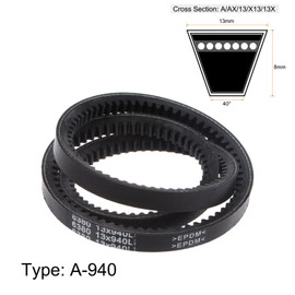 sourcing map AX37 (13 x 940Li) Serrated V-Belts AX Section Drive Raw Edge Belt 940 mm Inner Circumference EPDM for Power Transmission Pack of 2