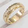 Yellow Gold Plated Floral Stackable Wedding Engagement Band Engraved Rose