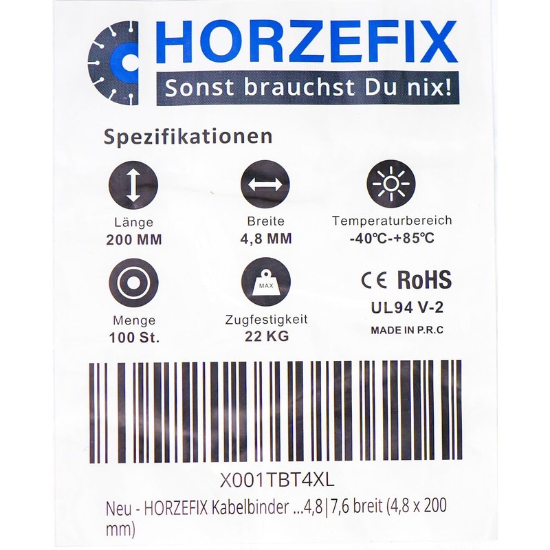 HORZEFIX Cable Ties Pack of 100 White Weatherproof Long UV