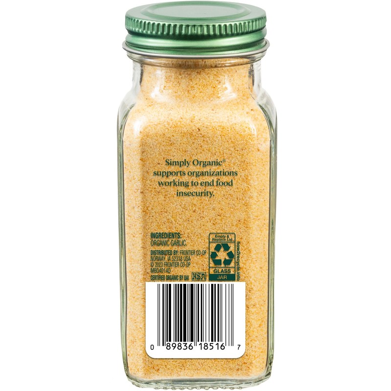 Simply Organic Garlic Powder, 3.64-Ounce Jar, Pure A-Grade Organic Garlic,