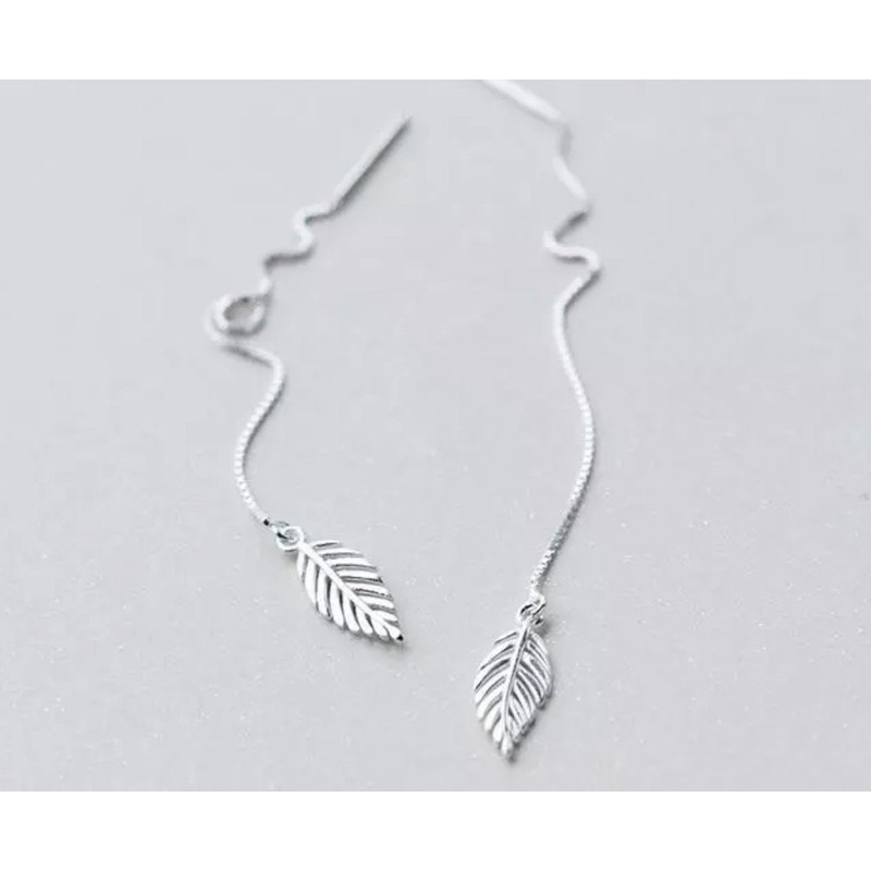 Iszie 925 Sterling Silver Feather Leaf Chain Threader Dangle Pull