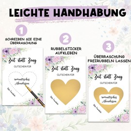 JOYEASE JOYEASE Zeit statt Zeug Gutschein zum selber ausfüllen - Rubbelkarten zum selber beschriften als Geburtstagskarte, Wunschgutschein - Gutscheinkarte für gemeinsame Zeit