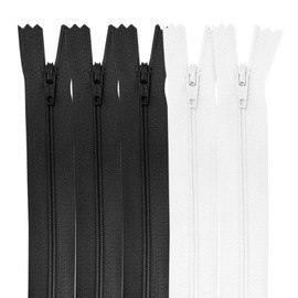 MARARDI [Pack 5] Zippers [Black and White] Nylon [20 cm] Sewing and Crafts for Clothing Bags Fabric for Sewing Machine Patchwork Plastic Cotton Zipper with Metal Zip