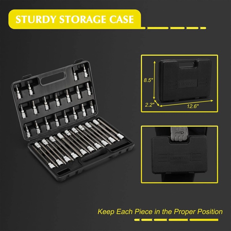 FOCUS AUTO TOOLS 38PCS 3/8" Drive Hex Bit Socket Set