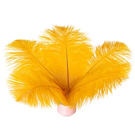 Piokio 20 pcs Gold Ostrich Feathers Plumes 8-10 inch(20-25 cm) Bulk for DIY Clothes, Feather Pens, Dream Catcher, Gatsby Decorations